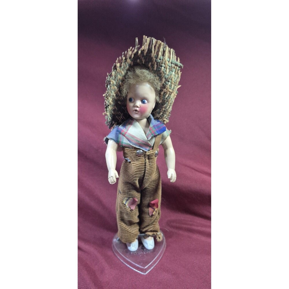 Vintage Madame Alexander Huckleberry Finn 8" Doll #490 Corduroy Overalls Hat